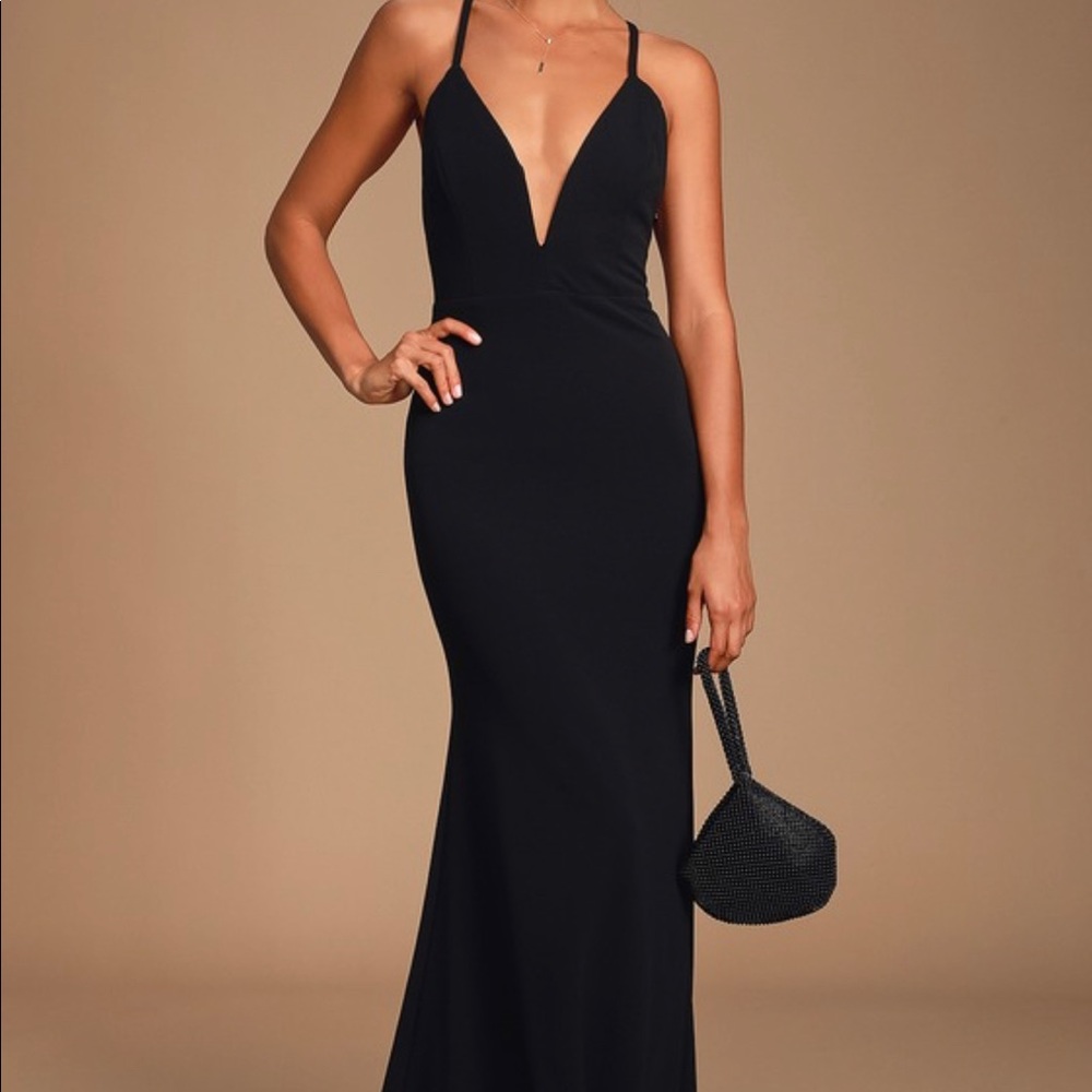 Mermaid Floor Length Black Dress